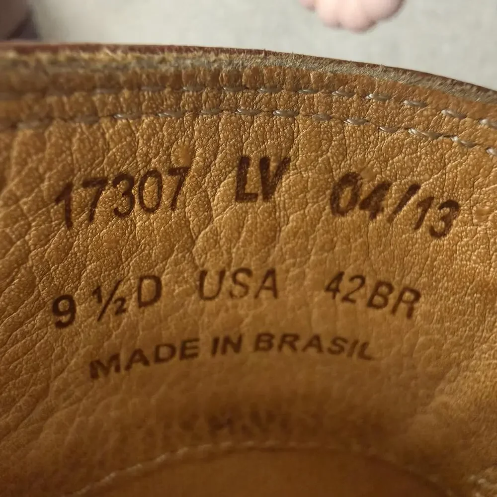 Sandro Shoes Mens Size 9.5 Brown Leather Slip On Comfort Loafers Square Toe